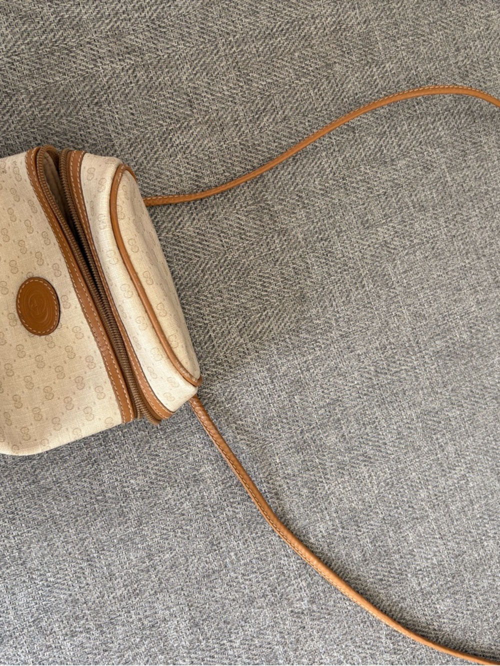 Gucci Beige Mini Crossbody with Brown Leather Trim